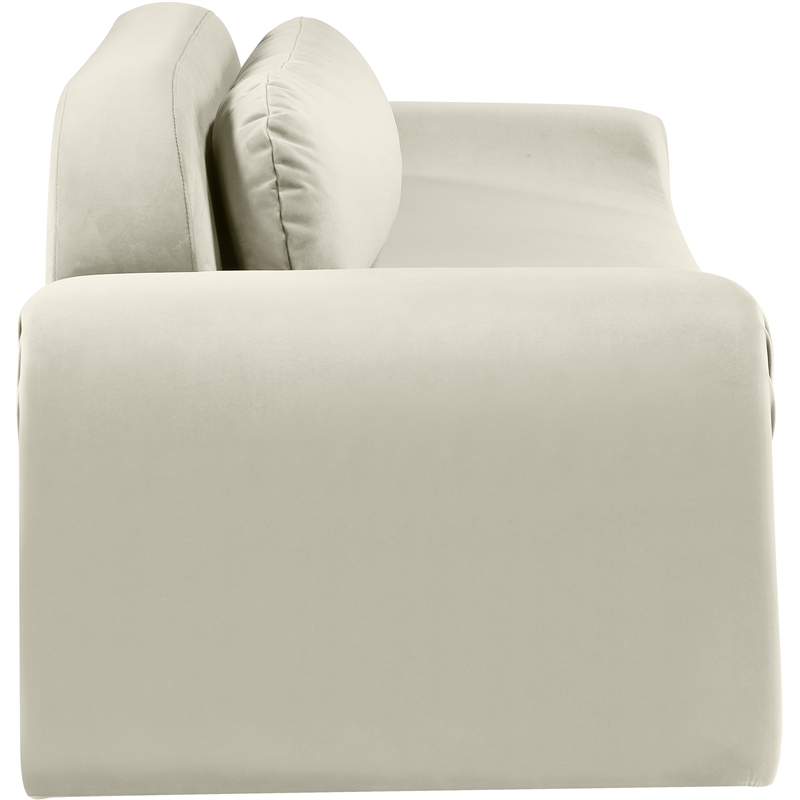 Bowery Hill Contemporary Solid Wood Inner Frame Cream Durable Velvet Sofa