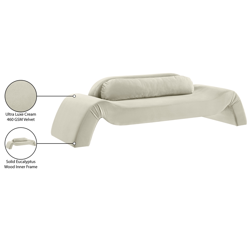 Bowery Hill Contemporary Solid Wood Inner Frame Cream Durable Velvet Sofa