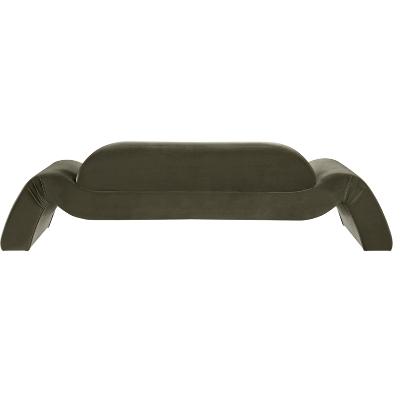 Bowery Hill Contemporary Solid Wood Inner Frame Green Durable Velvet Sofa