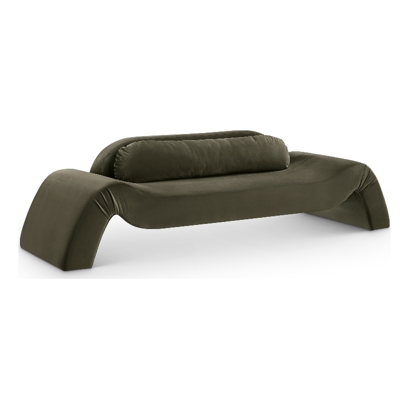Bowery Hill Contemporary Solid Wood Inner Frame Green Durable Velvet Sofa