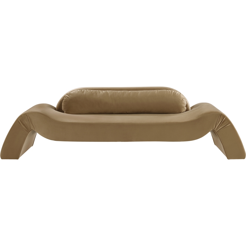Bowery Hill Contemporary Solid Wood Inner Frame Saddle Durable Velvet Sofa