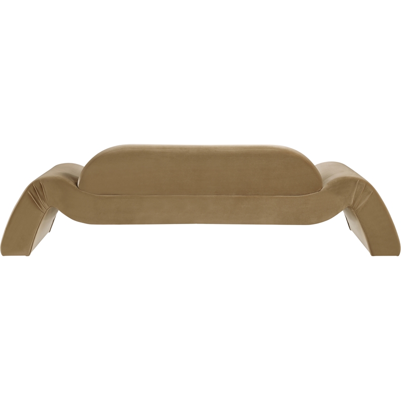 Bowery Hill Contemporary Solid Wood Inner Frame Saddle Durable Velvet Sofa