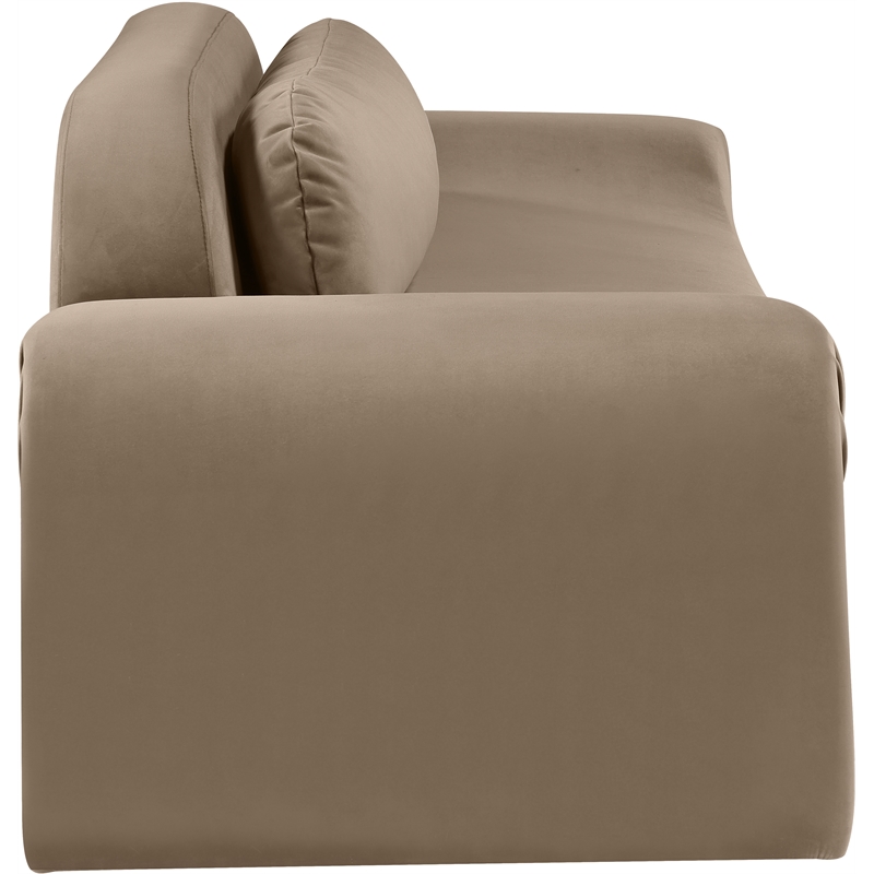Bowery Hill Contemporary Solid Wood Inner Frame Taupe Durable Velvet Sofa