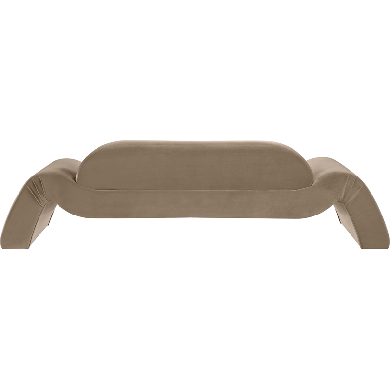 Bowery Hill Contemporary Solid Wood Inner Frame Taupe Durable Velvet Sofa