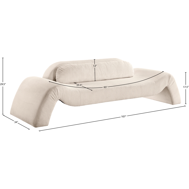Bowery Hill Contemporary Soft Beige Microsuede Corduroy Sofa