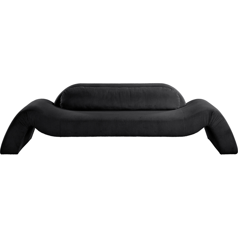 Bowery Hill Contemporary Soft Black Microsuede Corduroy Sofa