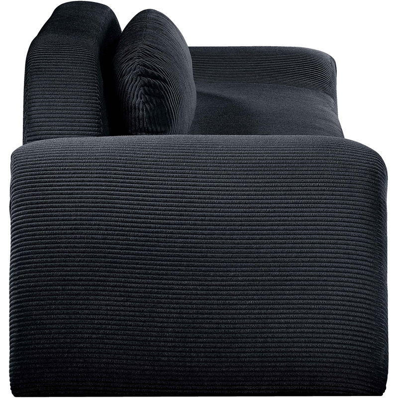 Bowery Hill Contemporary Soft Black Microsuede Corduroy Sofa
