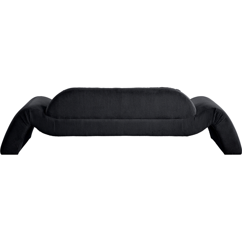 Bowery Hill Contemporary Soft Black Microsuede Corduroy Sofa