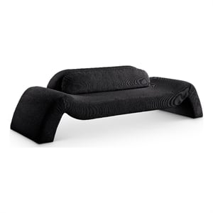 Bowery Hill Contemporary Soft Black Microsuede Corduroy Sofa