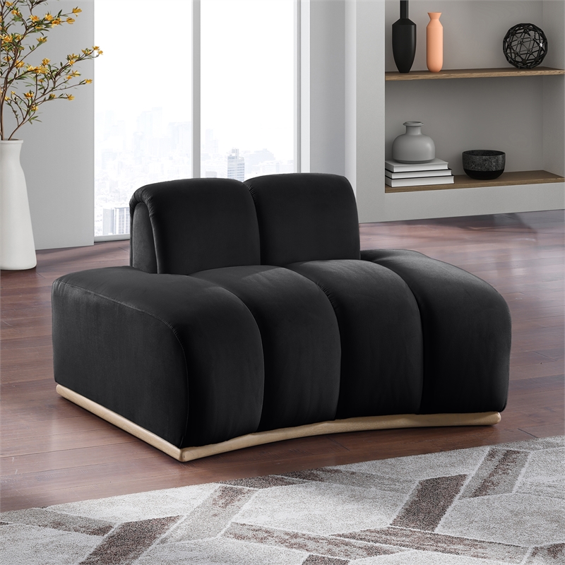 Bowery Hill Contemporary Deep Channel Tufted Black Durable Velvet Chair