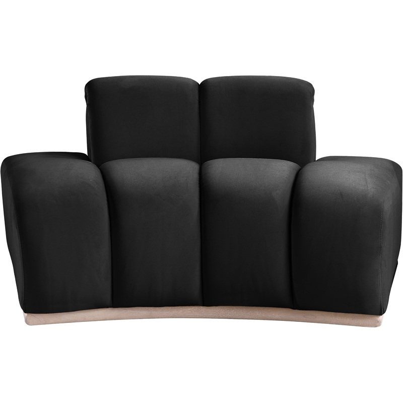 Bowery Hill Contemporary Deep Channel Tufted Black Durable Velvet Chair