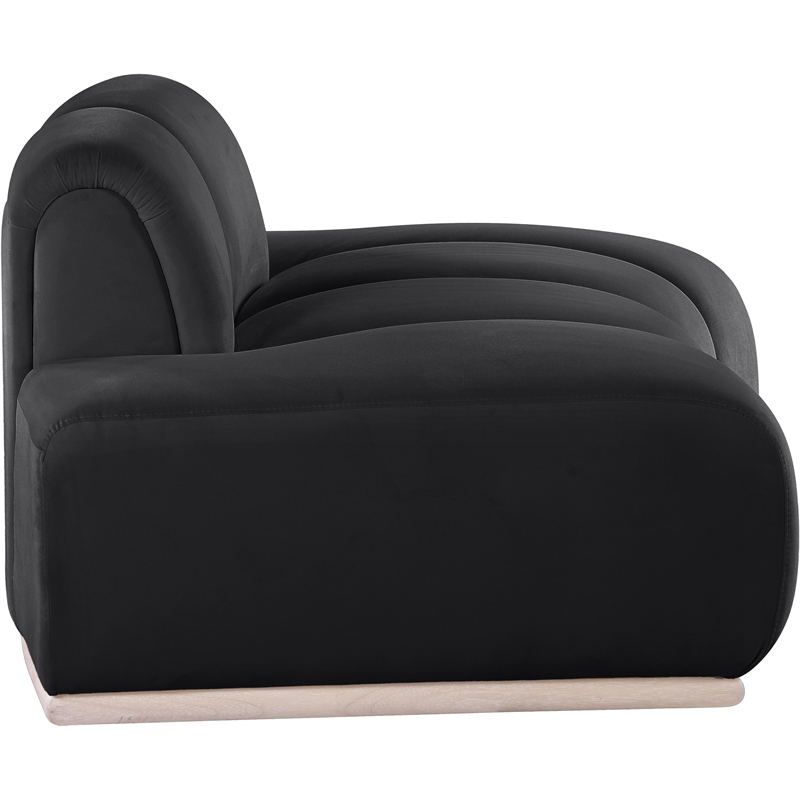 Bowery Hill Contemporary Deep Channel Tufted Black Durable Velvet Chair