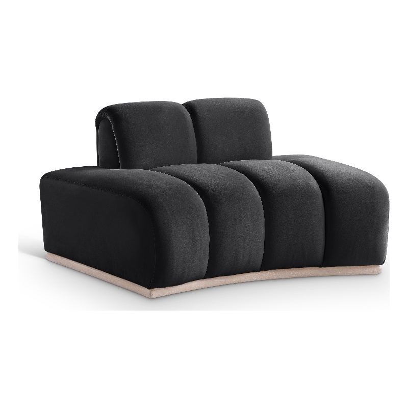 Bowery Hill Contemporary Deep Channel Tufted Black Durable Velvet Chair