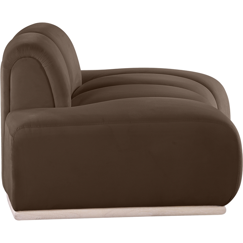 Bowery Hill Contemporary Deep Channel Tufted Brown Durable Velvet Chair