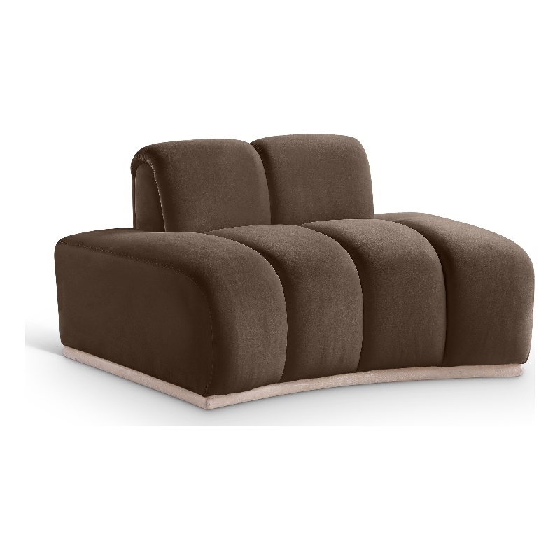 Bowery Hill Contemporary Deep Channel Tufted Brown Durable Velvet Chair