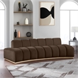 Bowery Hill Contemporary Deep Channel Tufted Brown Durable Velvet Sofa