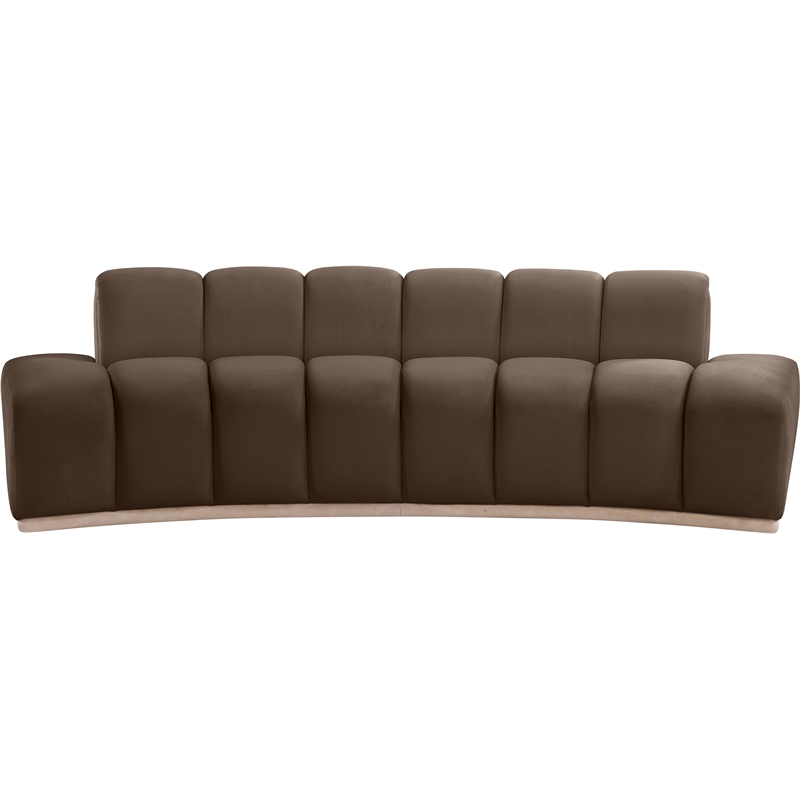 Bowery Hill Contemporary Deep Channel Tufted Brown Durable Velvet Sofa