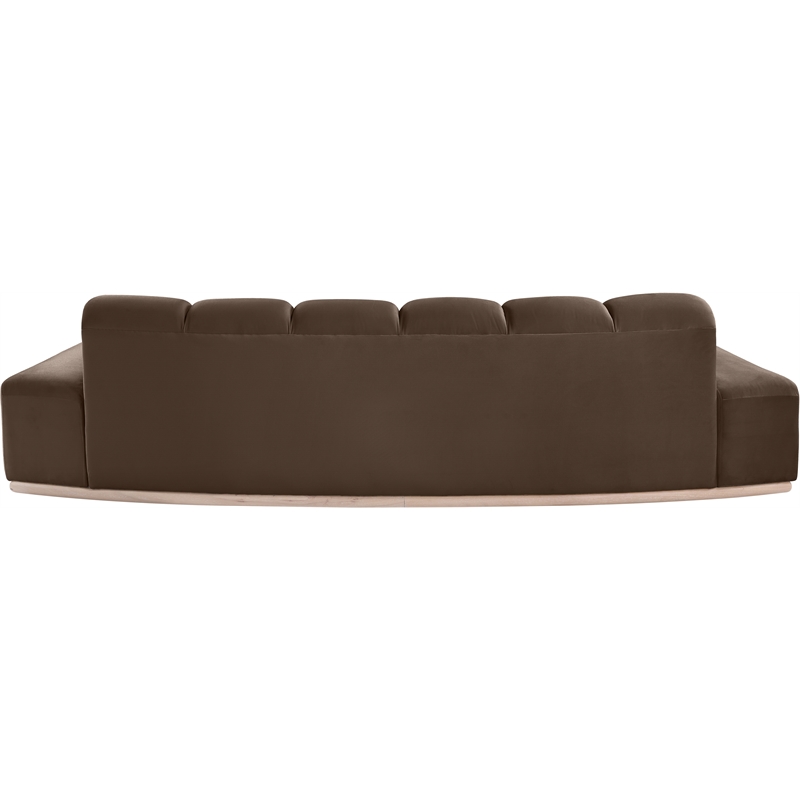 Bowery Hill Contemporary Deep Channel Tufted Brown Durable Velvet Sofa