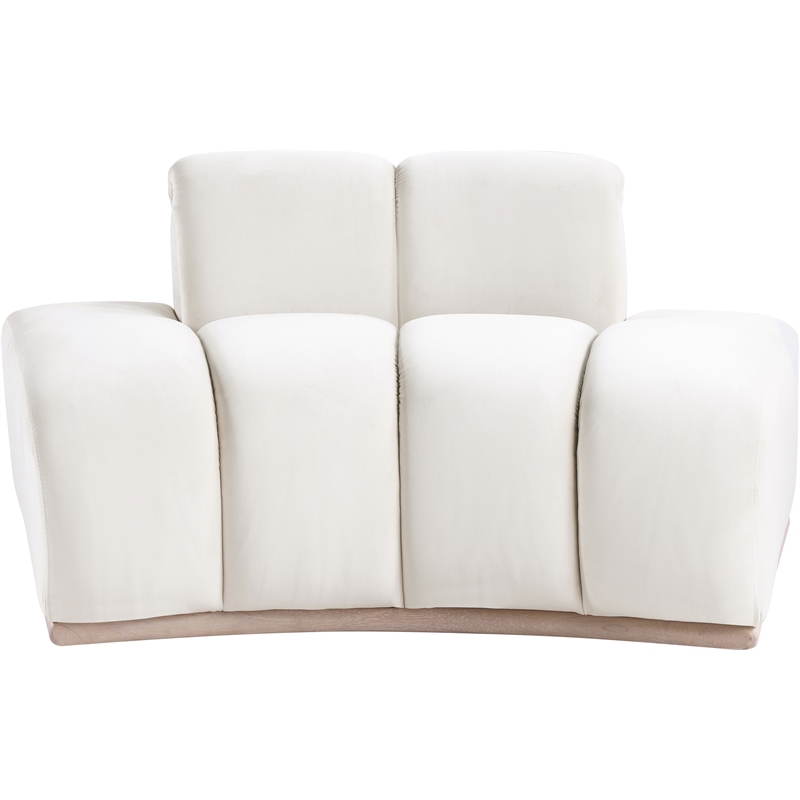 Bowery Hill Contemporary Deep Channel Tufted Cream Durable Velvet Chair