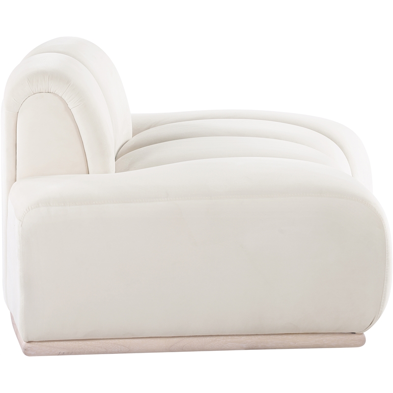 Bowery Hill Contemporary Deep Channel Tufted Cream Durable Velvet Chair