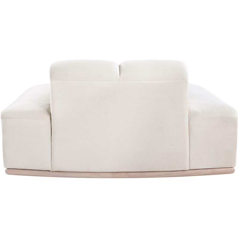 Bowery Hill Contemporary Deep Channel Tufted Cream Durable Velvet Chair