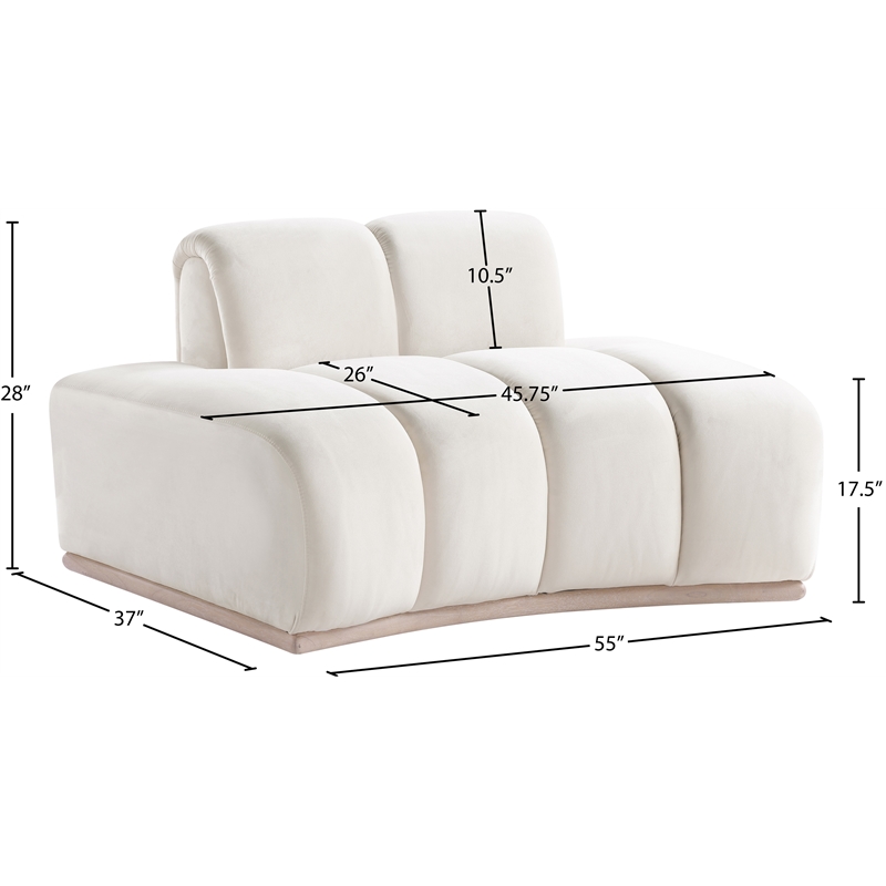 Bowery Hill Contemporary Deep Channel Tufted Cream Durable Velvet Chair