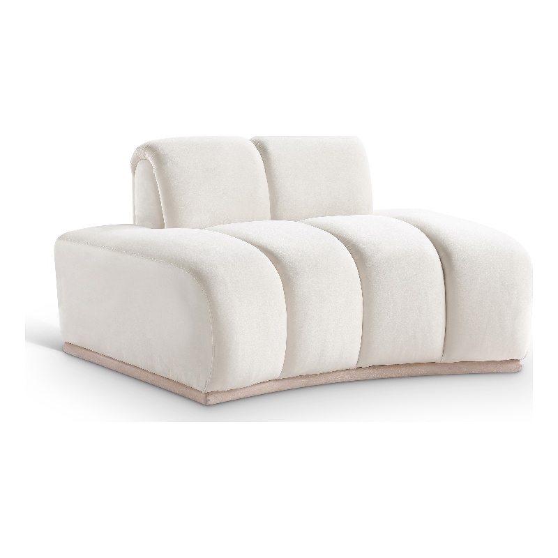 Bowery Hill Contemporary Deep Channel Tufted Cream Durable Velvet Chair