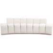 Bowery Hill Contemporary Deep Channel Tufted Cream Durable Velvet Sofa
