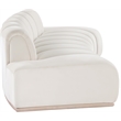 Bowery Hill Contemporary Deep Channel Tufted Cream Durable Velvet Sofa