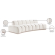 Bowery Hill Contemporary Deep Channel Tufted Cream Durable Velvet Sofa
