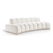 Bowery Hill Contemporary Deep Channel Tufted Cream Durable Velvet Sofa