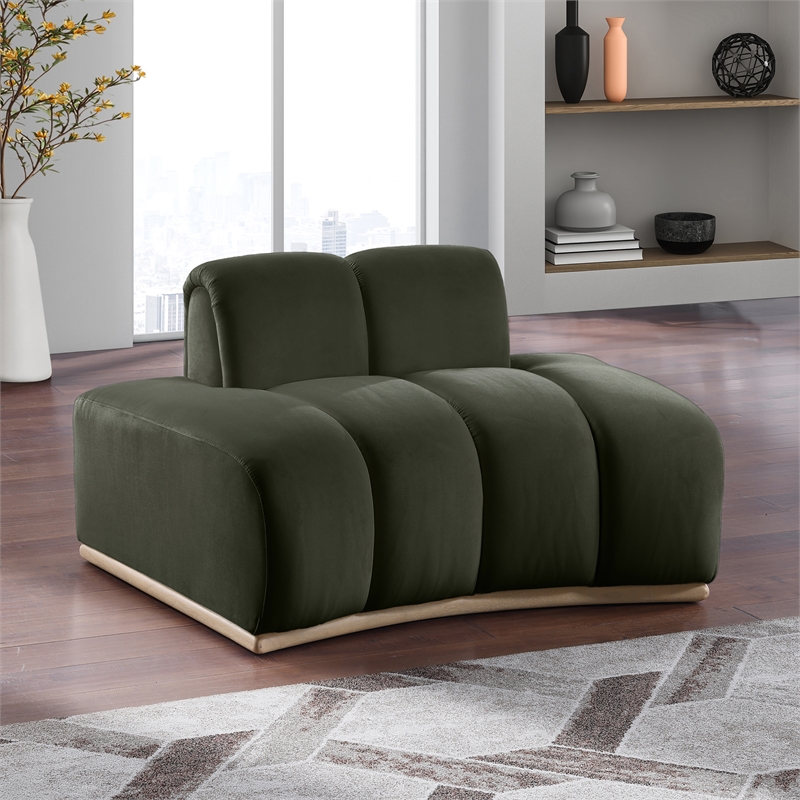 Bowery Hill Contemporary Deep Channel Tufted Green Durable Velvet Chair
