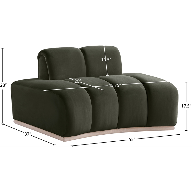 Bowery Hill Contemporary Deep Channel Tufted Green Durable Velvet Chair