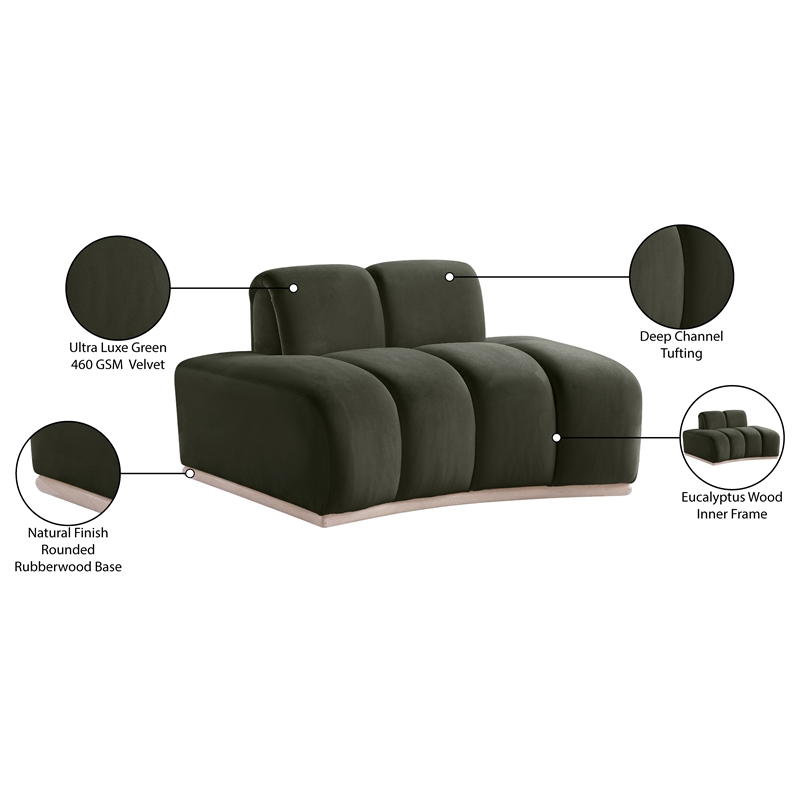 Bowery Hill Contemporary Deep Channel Tufted Green Durable Velvet Chair