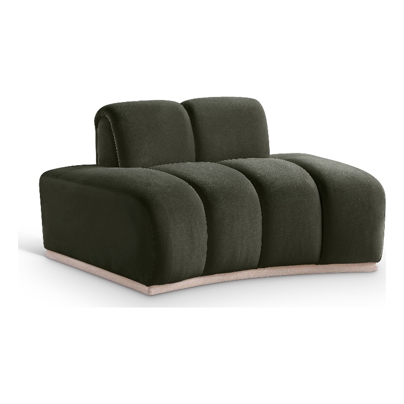 Bowery Hill Contemporary Deep Channel Tufted Green Durable Velvet Chair