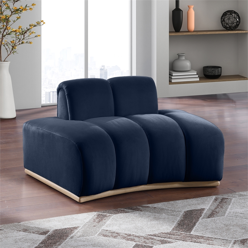 Bowery Hill Contemporary Deep Channel Tufted Navy Durable Velvet Chair