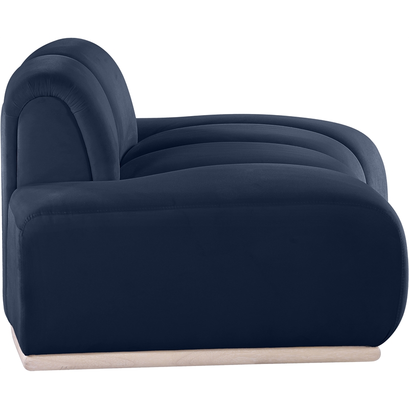 Bowery Hill Contemporary Deep Channel Tufted Navy Durable Velvet Chair