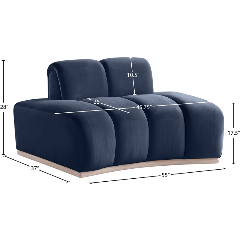 Bowery Hill Contemporary Deep Channel Tufted Navy Durable Velvet Chair