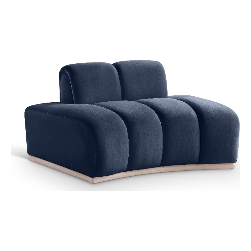 Bowery Hill Contemporary Deep Channel Tufted Navy Durable Velvet Chair