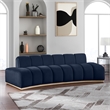 Bowery Hill Contemporary Deep Channel Tufted Navy Durable Velvet Sofa