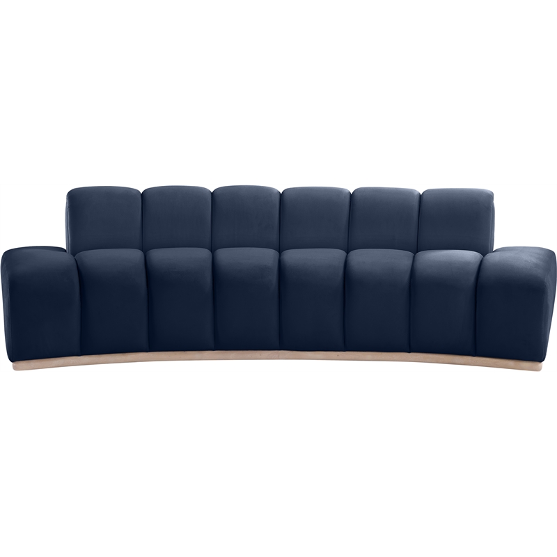 Bowery Hill Contemporary Deep Channel Tufted Navy Durable Velvet Sofa