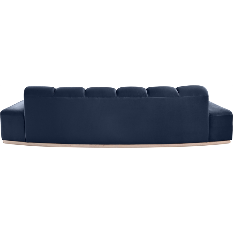 Bowery Hill Contemporary Deep Channel Tufted Navy Durable Velvet Sofa