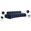 Bowery Hill Contemporary Deep Channel Tufted Navy Durable Velvet Sofa