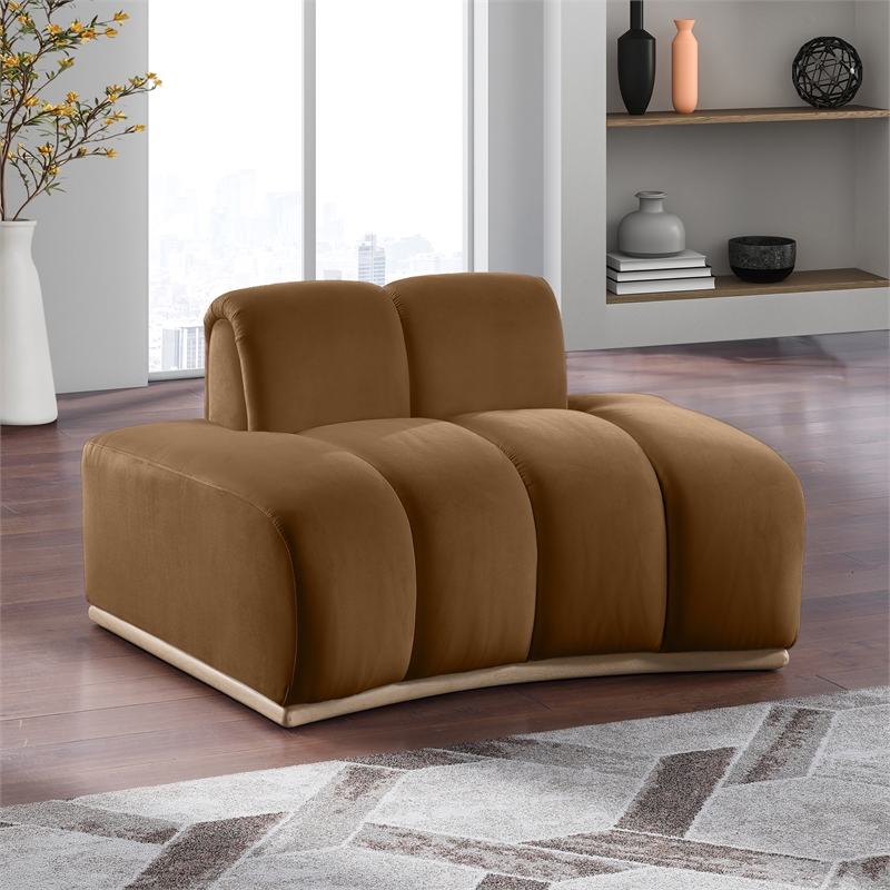 Bowery Hill Contemporary Deep Channel Tufted Saddle Durable Velvet Chair