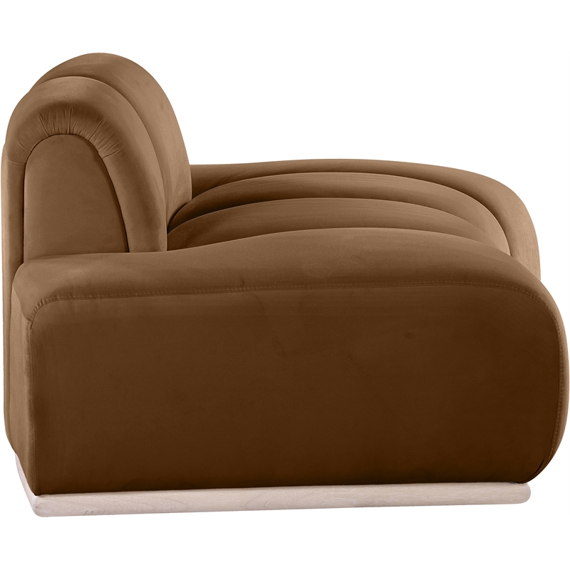 Bowery Hill Contemporary Deep Channel Tufted Saddle Durable Velvet Chair