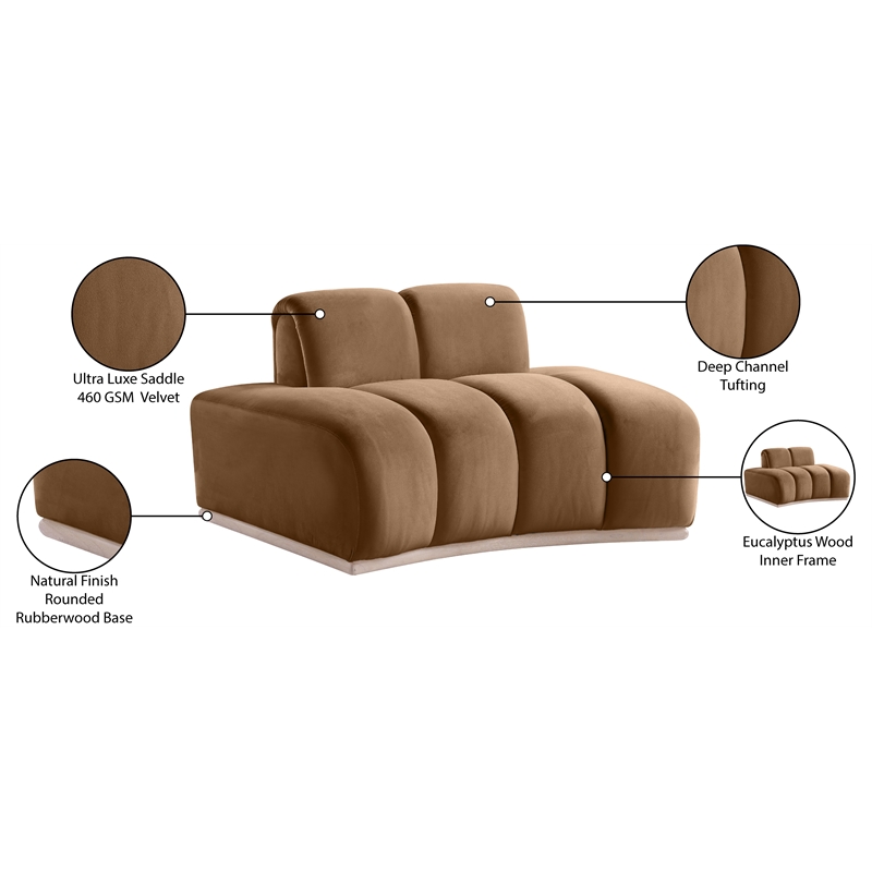 Bowery Hill Contemporary Deep Channel Tufted Saddle Durable Velvet Chair