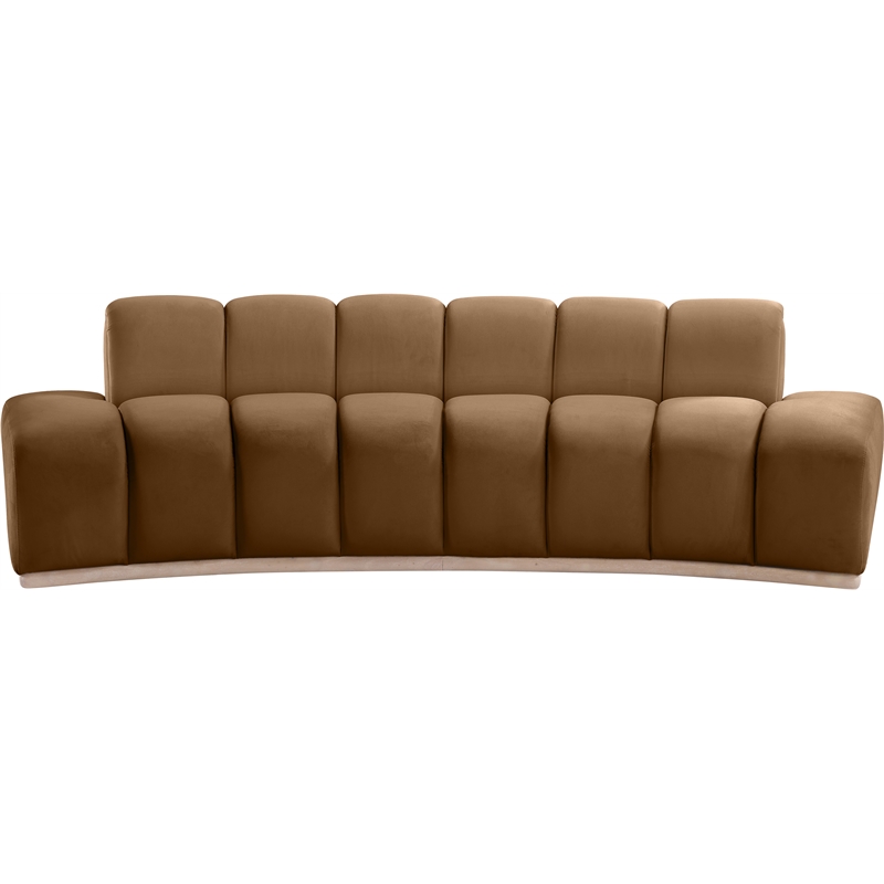 Bowery Hill Contemporary Deep Channel Tufted Saddle Durable Velvet Sofa