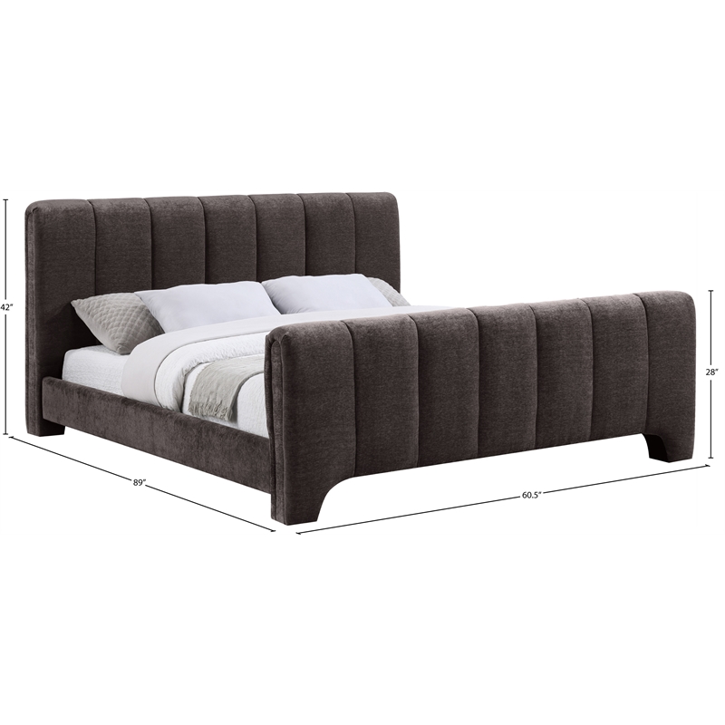 Bowery Hill Contemporary Soft Brown Chenille Fabric Full Bed