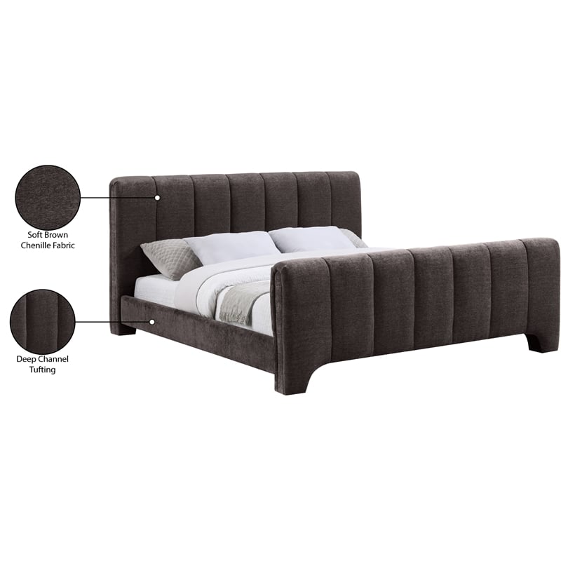 Bowery Hill Contemporary Soft Brown Chenille Fabric Full Bed