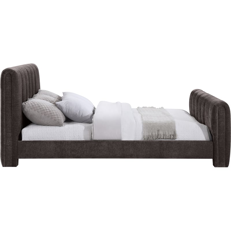 Bowery Hill Contemporary Soft Brown Chenille Fabric Queen Bed